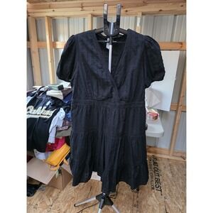 Grace And Karma Womens XL Faux Wrap Short Dress. Eyelet‎ Pattern  Puff Sleeves.